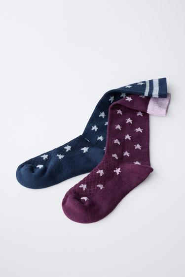 LOT DE DEUX CHAUSSETTES HAUTES À ÉTOILES - Bleu de Zara - Image 1