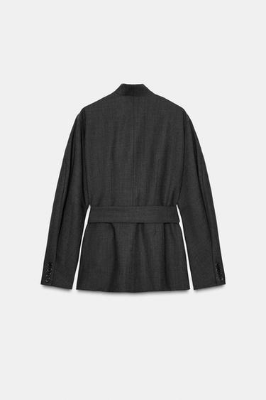 BLAZER KIMONO CON LANA ZW COLLECTION - Gris oscuro de Zara