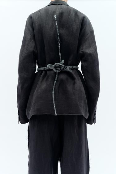 OVERSIZE LINEN JACQUARD BLAZER X FANGLU LIN - Charcoal by Zara - Image 2