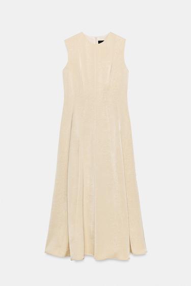 SATIN MIDI DRESS WITH CRINKLE EFFECT - Ecru by Zara - Image 0