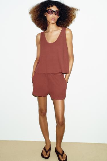 TEXTURED SHORTS - Brick by Zara