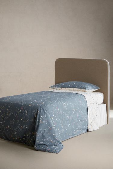 LENZUOLA DI SOPRA PER BAMBINI SPAZIO - Ecrù / Celeste di Zara