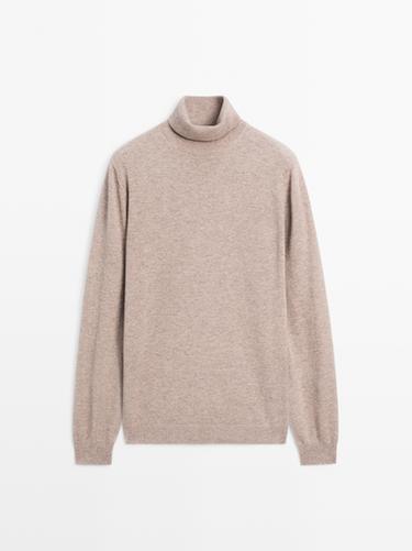 Zara Wool blend knit sweater with high neck - Mid-ecru