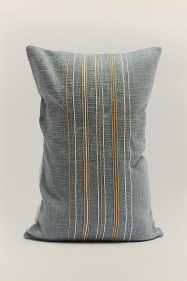 STRIPED CUSHION COVER - Turquoise by Zara