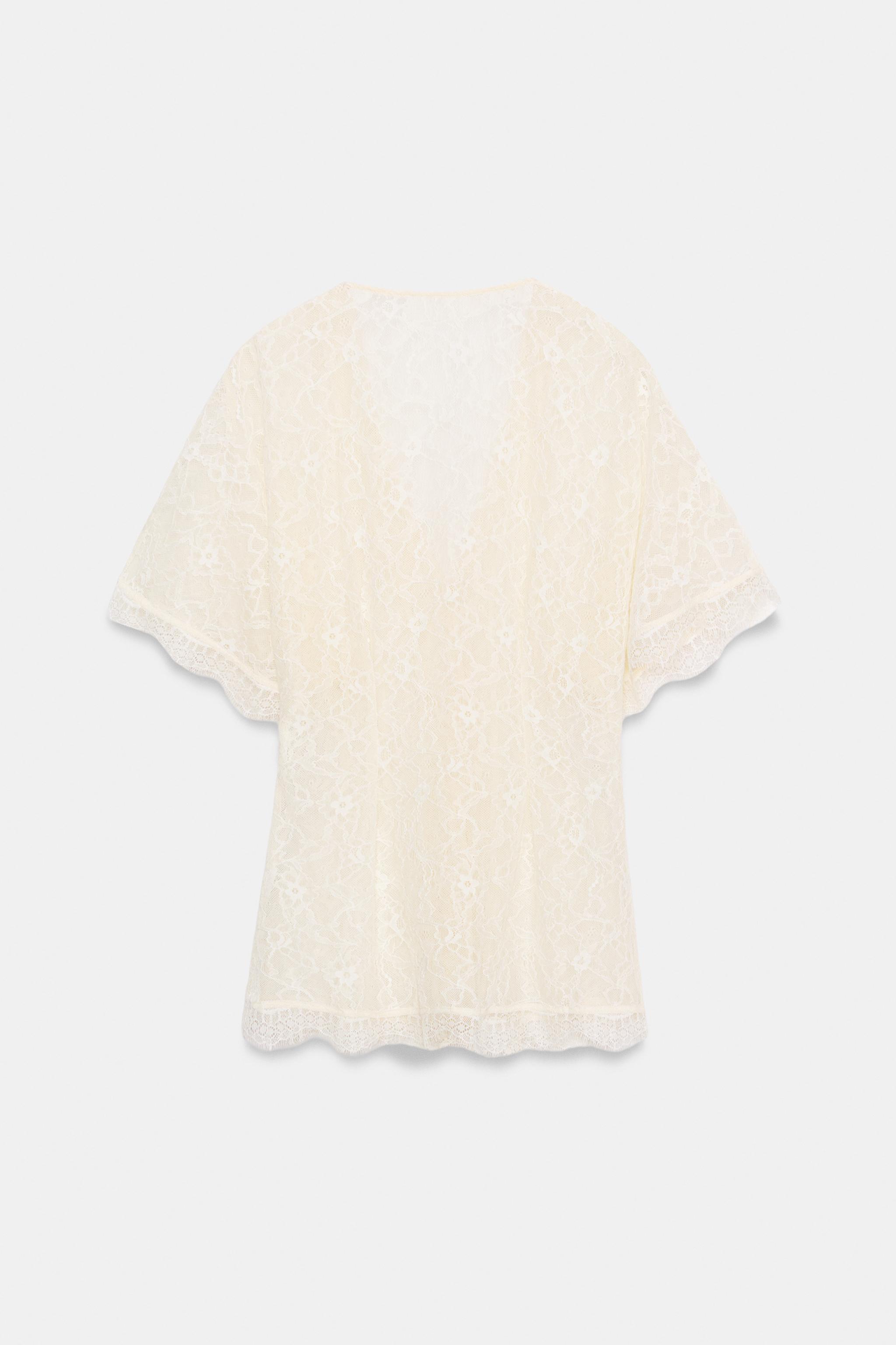 Женские топы Zara LACE BUTTON TOP — фото 8