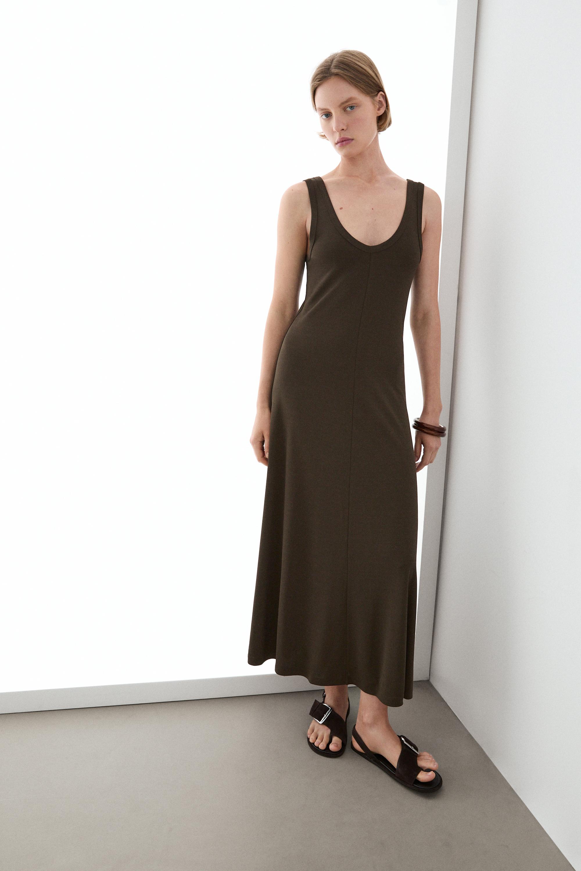 Midi dress with central seam detail