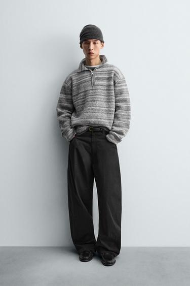 KNIT POLO SHIRT WITH ZIP - Grey by Zara - Image 0