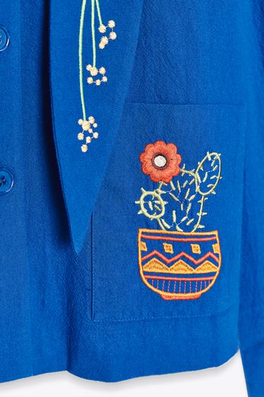 VESTE BRODÉE - Bleu roi de Zara - Image 5