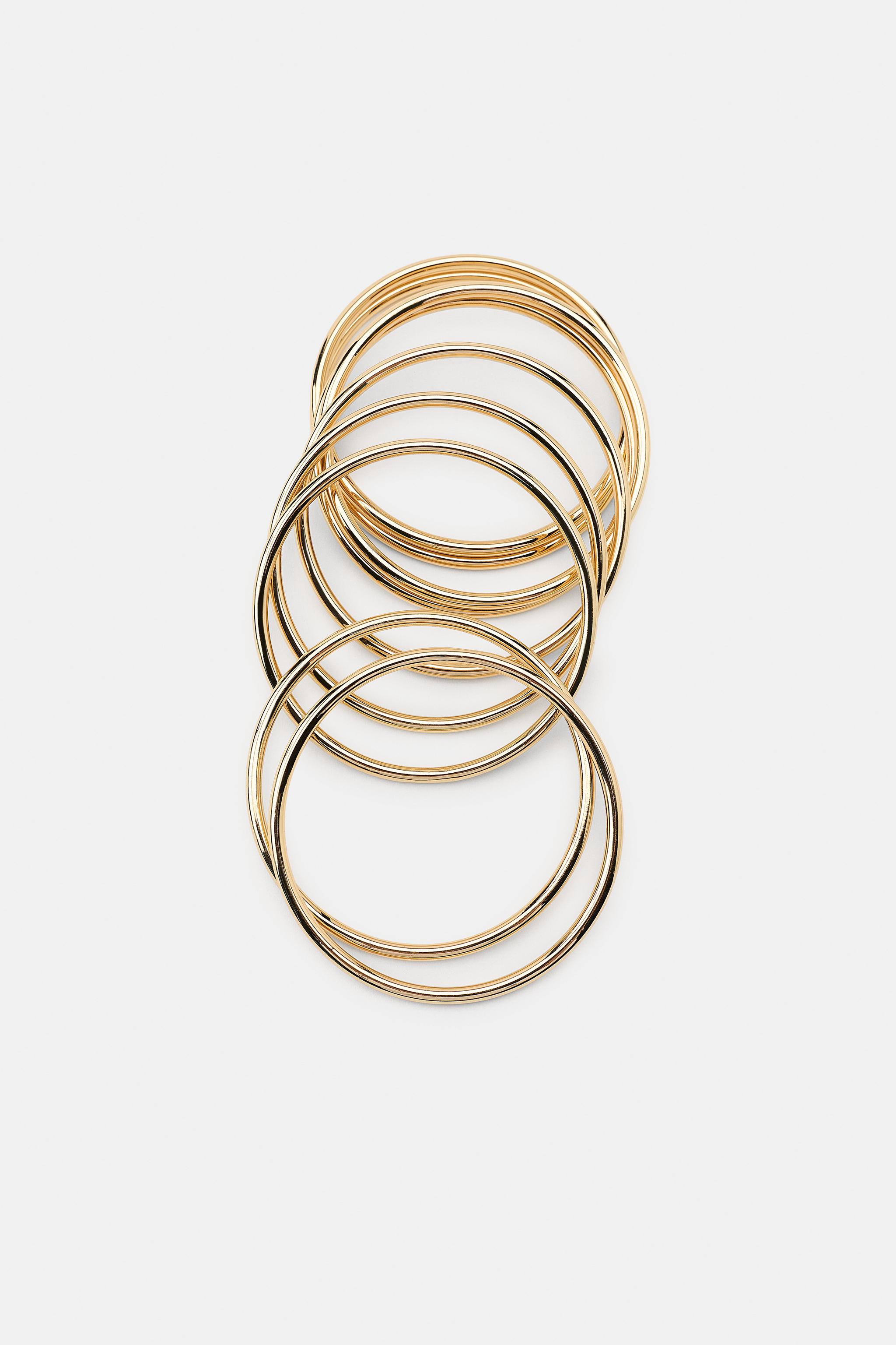 Женские аксессуары Zara PACK OF 9 RIGID METAL BRACELETS — фото 4