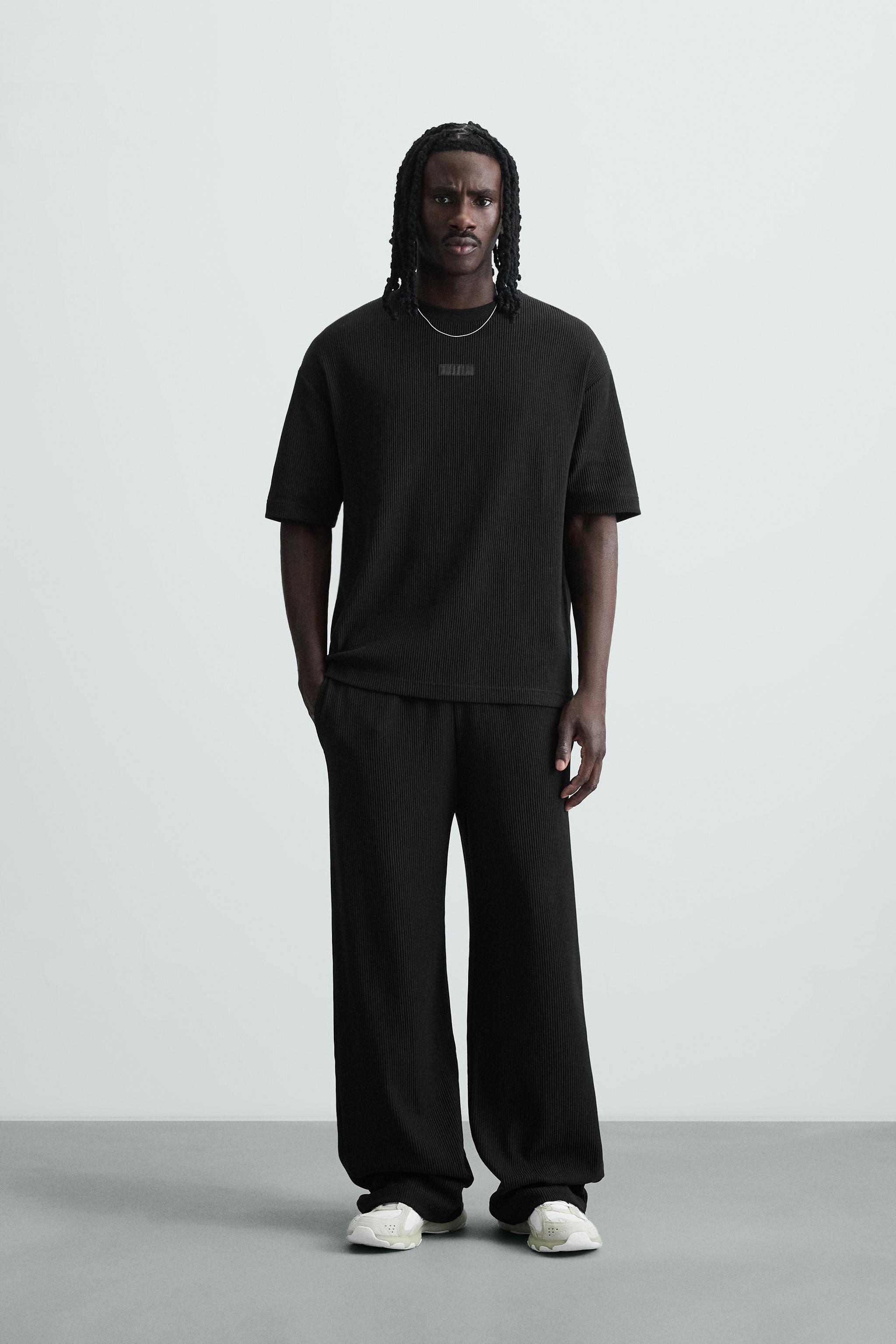 VERTICAL TEXTURED JOGGER PANTS - Black | ZARA United States