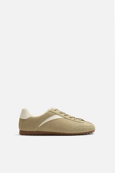 LEATHER TRAINERS - Sand Brown by Zara - Image 1