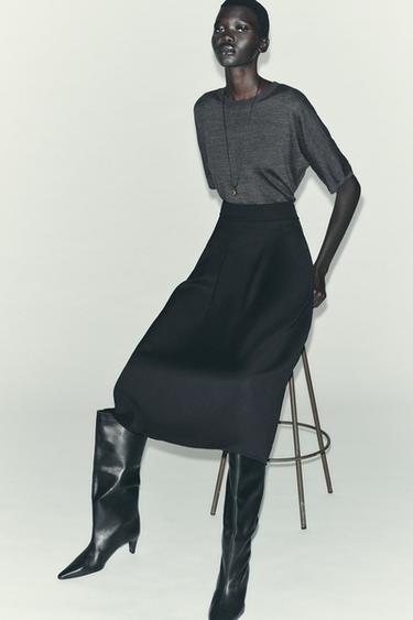 Zara MIDI LAYER SKIRT - Black