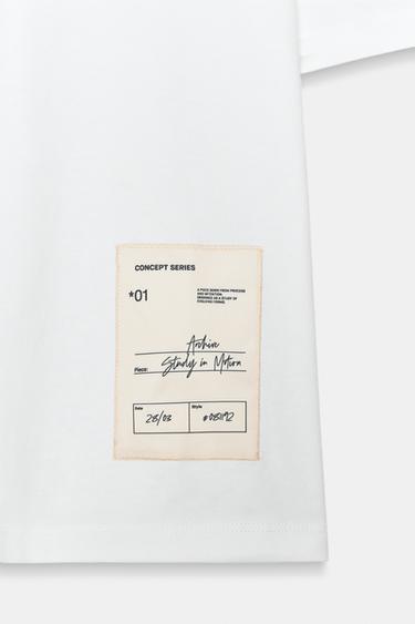 T-SHIRT REGULAR FIT ÉTIQUETTE - Blanc de Zara - Image 7