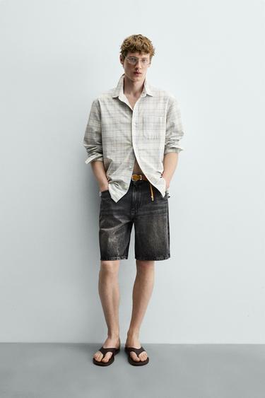 Zara RELAXED FIT DENIM SHORTS - Dark gray - Image 0