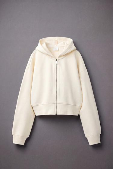 SUDADERA CREMALLERA CROPPED - Crudo de Zara