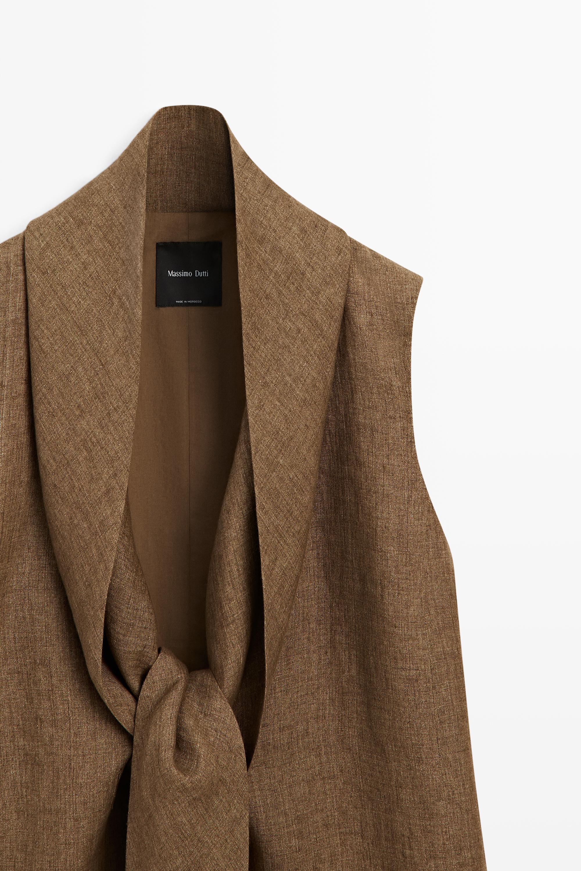 100% linen vest with tie detail