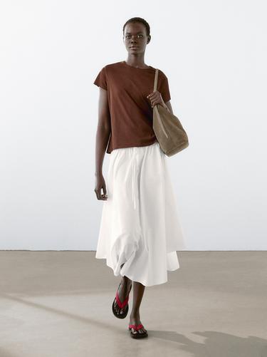 Zara 100% cotton short sleeve T-shirt - Caramel