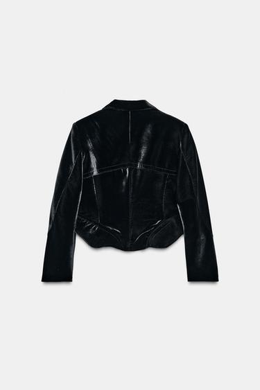 BLAZER COURTE EN VELOUR ZW COLLECTION LIMITED EDITION - Noir de Zara - Image 2
