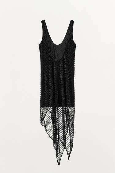 VESTIDO ASIMÉTRICO ABALORIOS - Negro de Zara