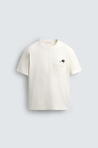 EMBROIDERED POCKET T-SHIRT - White by Zara