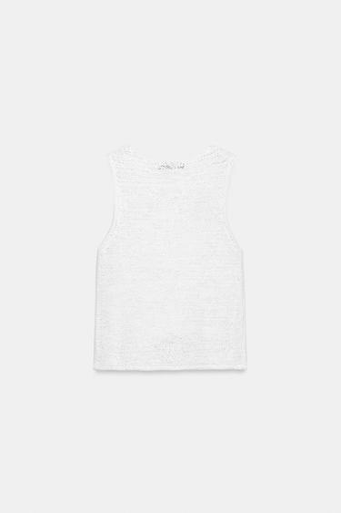 SLEEVELESS KNIT TOP - White by Zara - Image 6