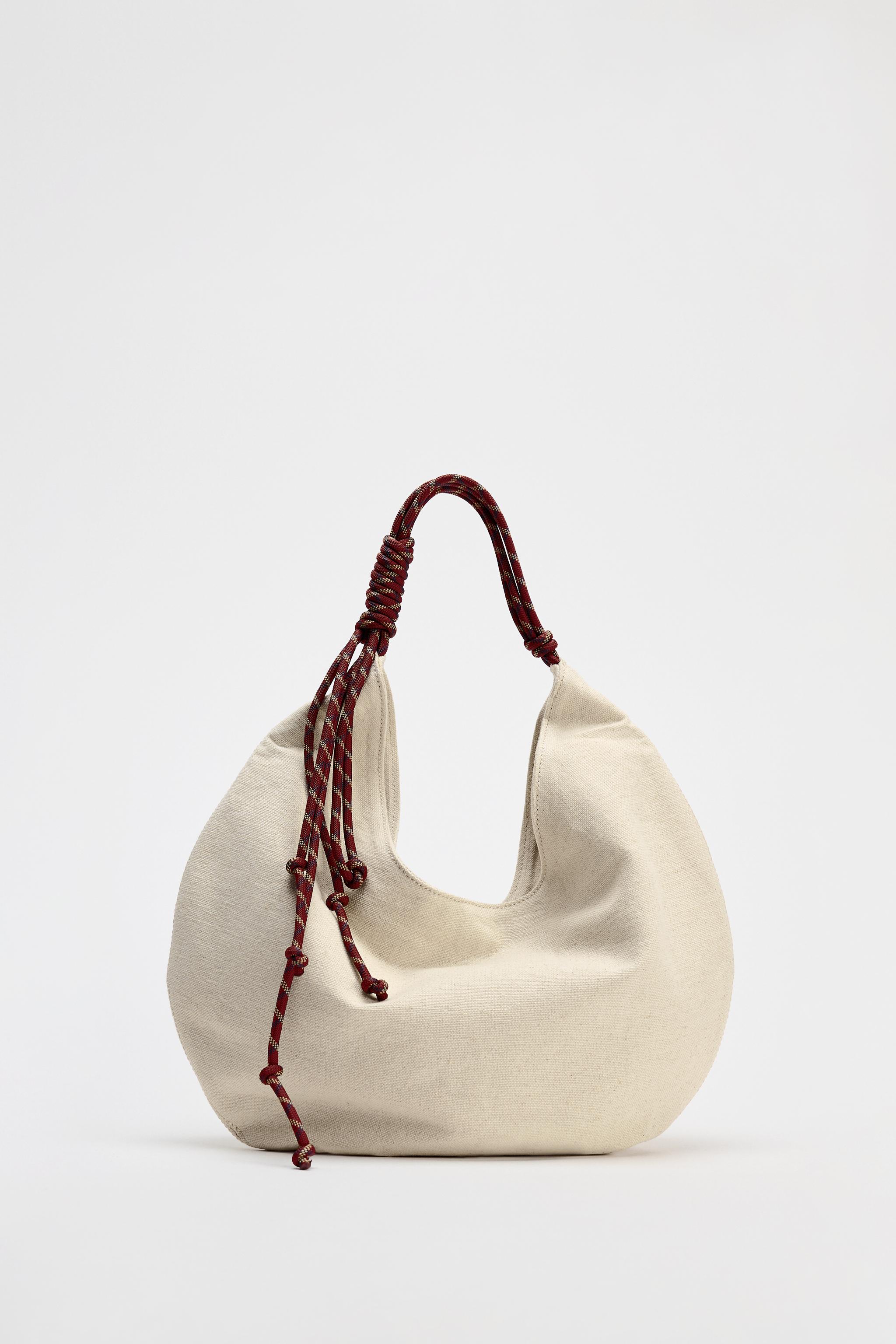 SHOULDER BAG WITH CORD HANDLE Light beige ZARA United Kingdom