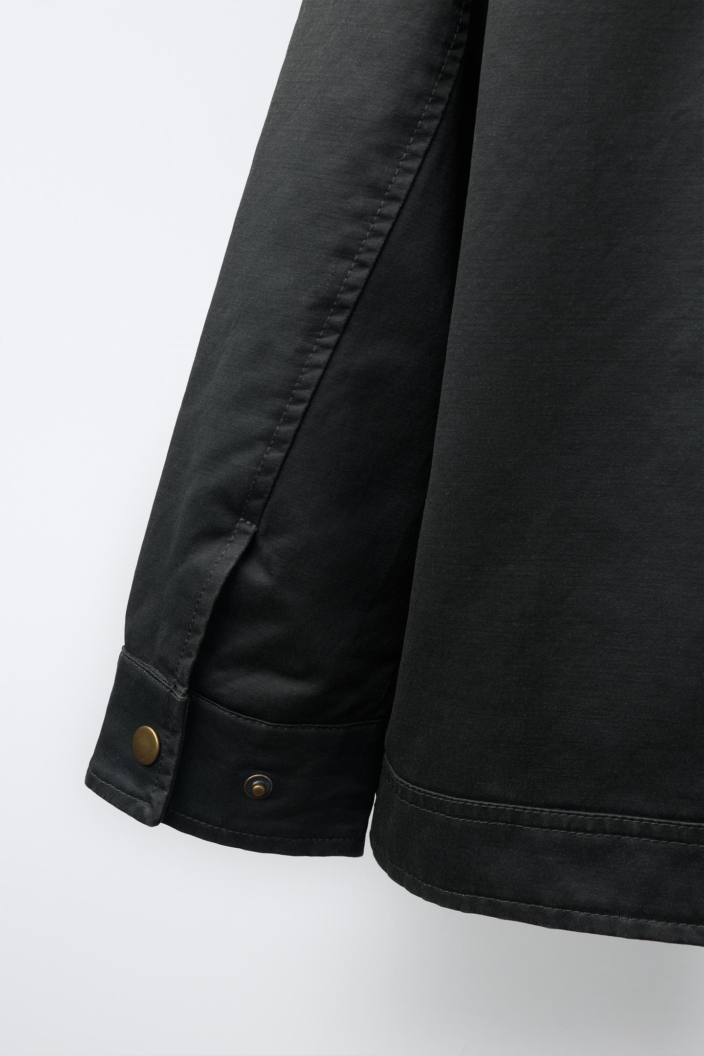 Детская куртка Zara Waxed Jacket with Contrasting Collar, цвет: Хаки — фото 8