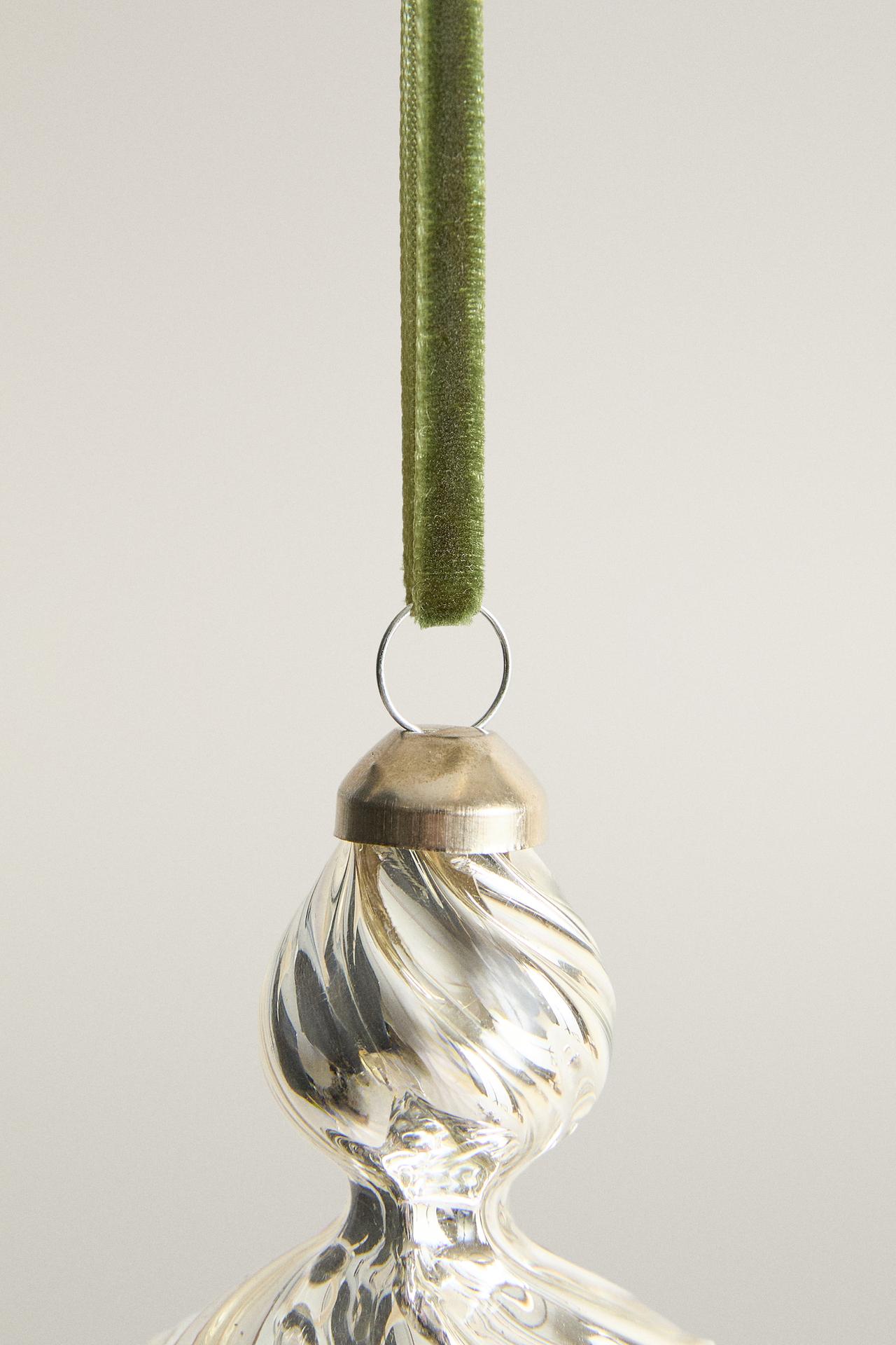 ELONGATED SPIRAL CHRISTMAS TREE DECORATION — Silver