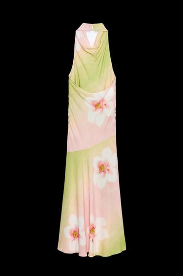 FLORAL PRINT HALTER DRESS - Multicoloured by Zara