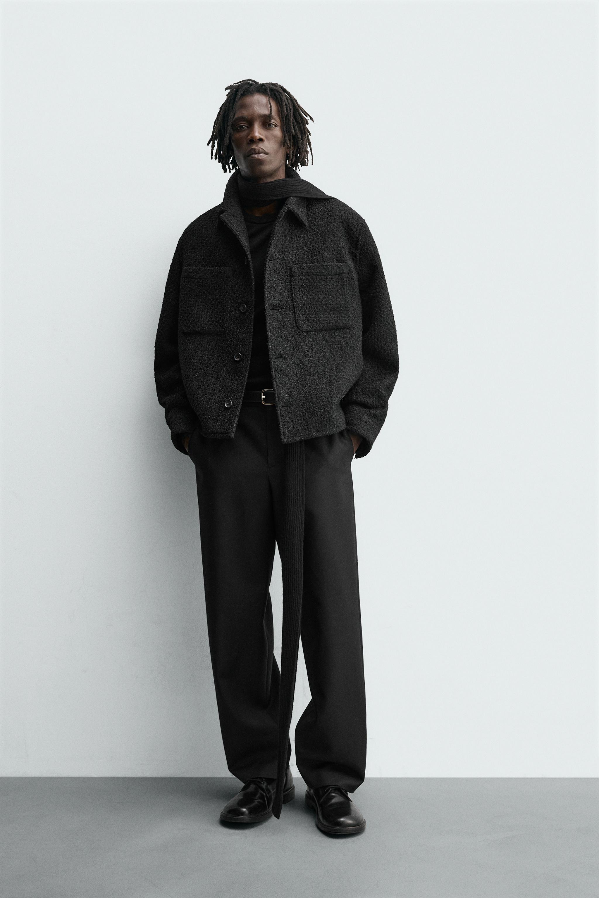 テクスチャードポケットシャツジャケット - ホワイト/ブラック | ZARA