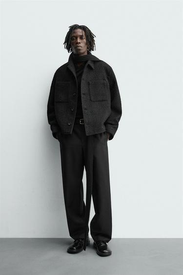 TEXTURED OVERSHIRT WITH POCKETS - Black by Zara