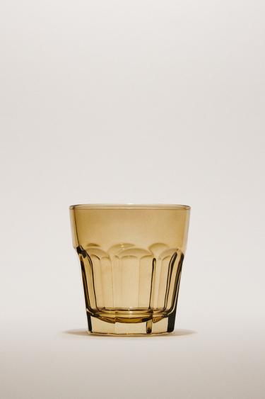 RAISED DESIGN GLASS COFFEE TUMBLER - Brown by Zara