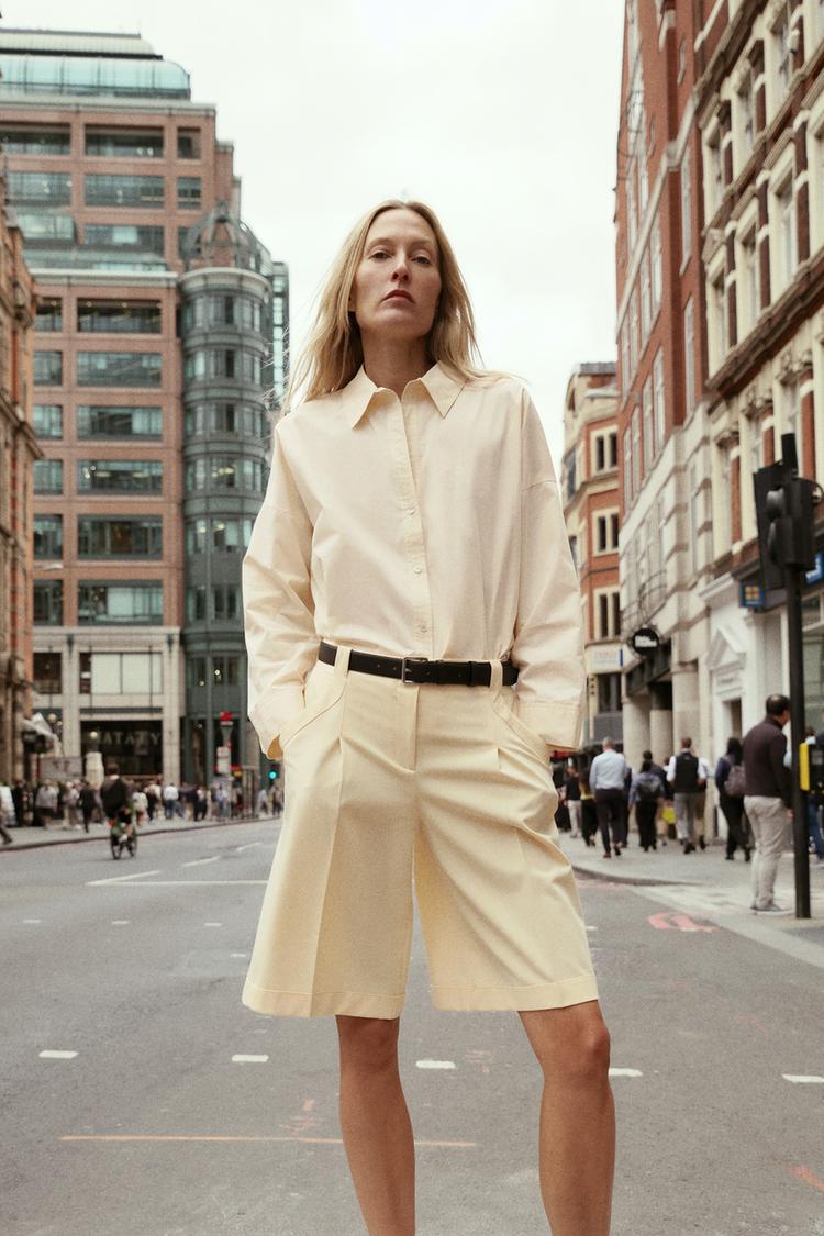BELTED PLEATED SHORTS Butter ZARA Mexico
