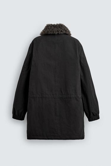 PARKA WITH DETACHABLE CONTRAST COLLAR - Black by Zara - Image 9