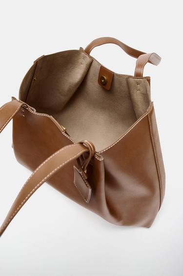 SAC SHOPPER À PINCES - Marron foncé de Zara - Image 4