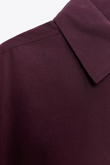 POPLIN OVERSIZE SHIRT - Aubergine by Zara - Image 7