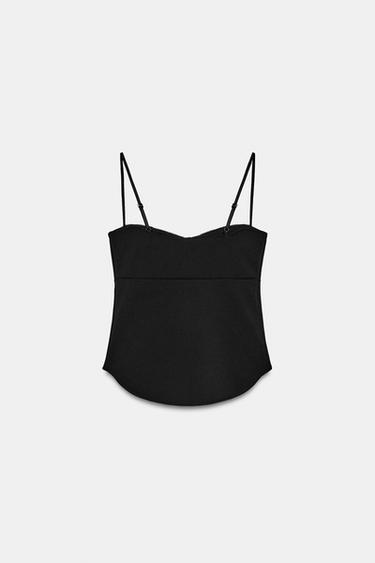 CORSETRY-INSPIRED STRAPPY TOP - Black by Zara - Image 4