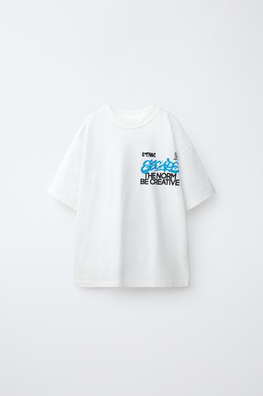GRAFFITI PRINT T-SHIRT - Oyster-white by Zara - Image 0