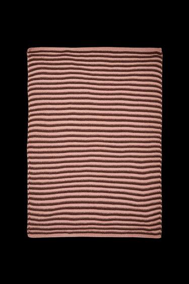 CHILDREN'S STRIPED CHENILLE BLANKET - Pink by Zara