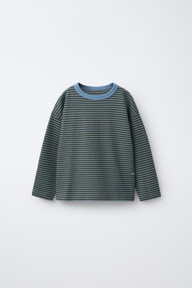 CAMISETA RAYAS HEAVY WEIGHT - Azul / Verde de Zara