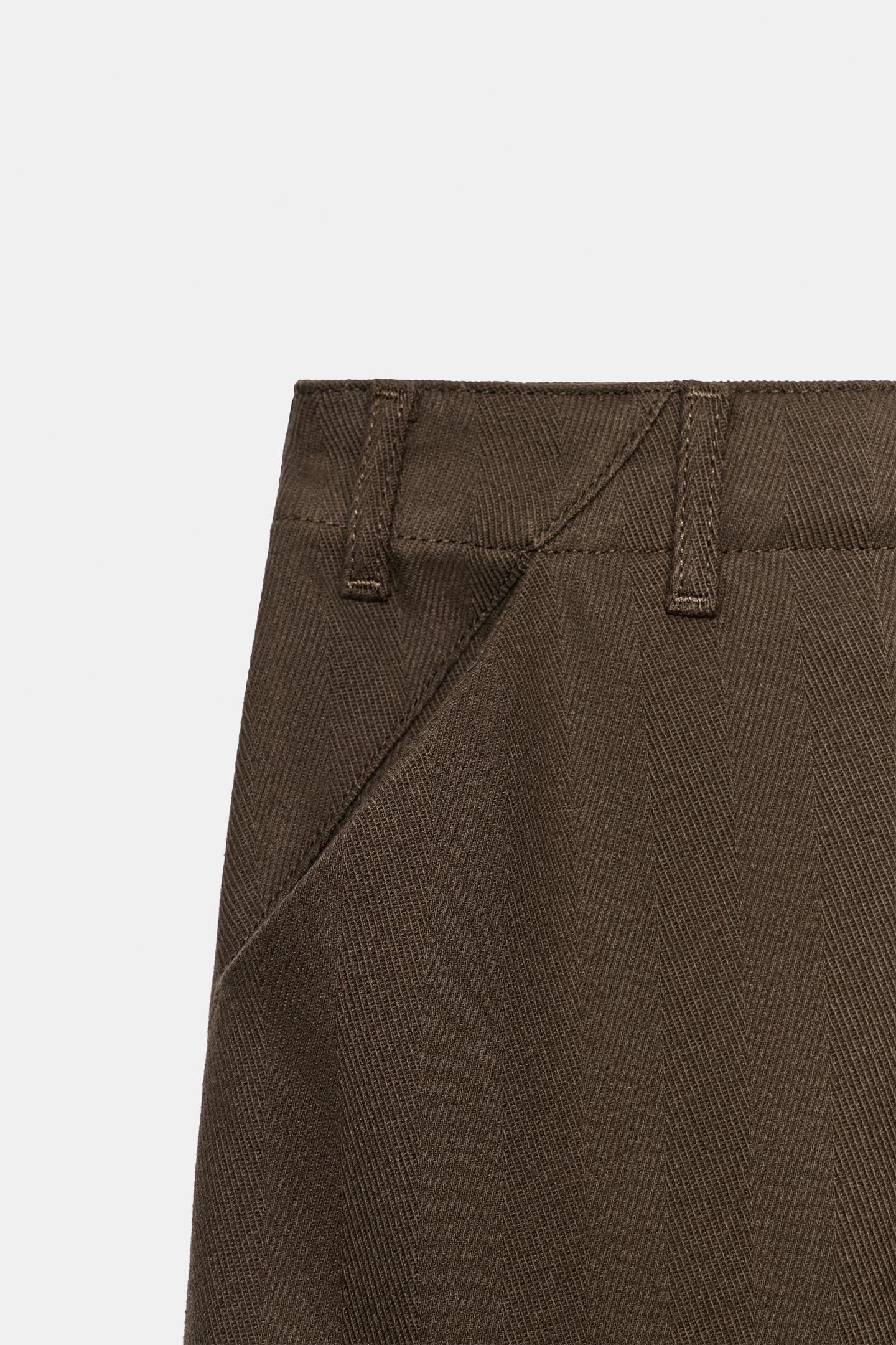 Женские брюки Zara ZW Collection Cargo Capri, цвет: Коричневый — фото 9
