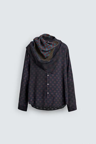 LIMITED EDITION POLKA DOT SCARF FLOWING SHIRT - Printed by Zara