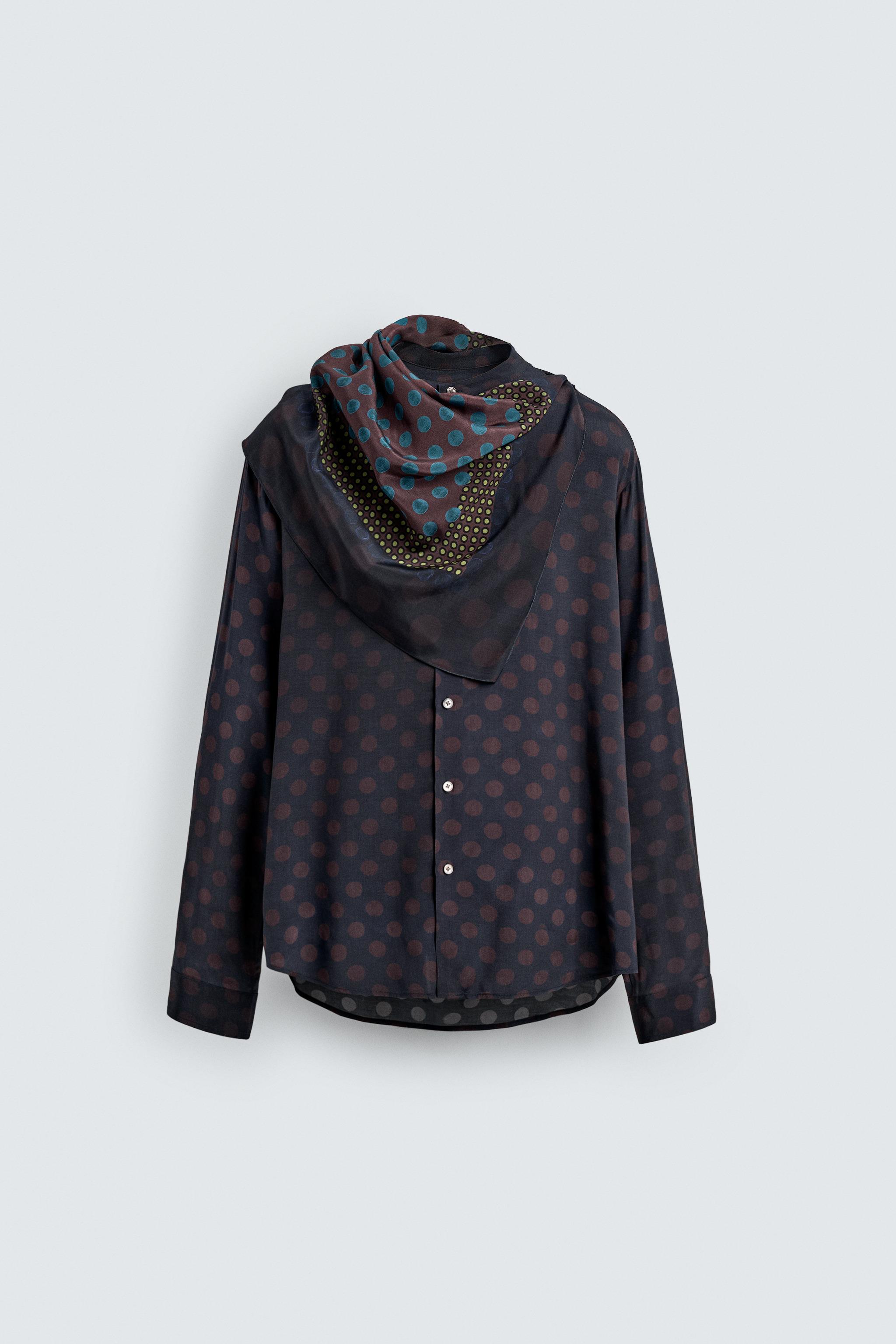 LIMITED EDITION FLOWY POLKA DOT SCARF SHIRT