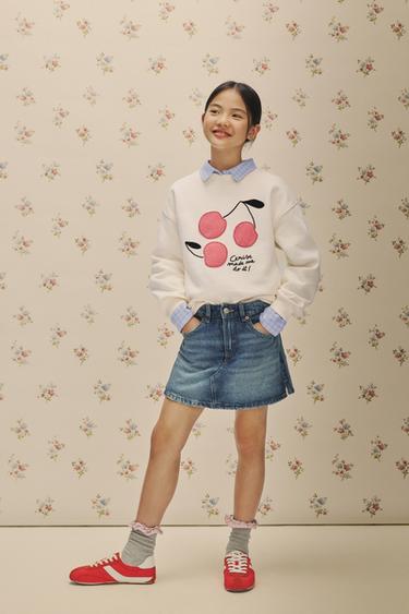 Zara 櫻桃貼布運動衫 - 裸色