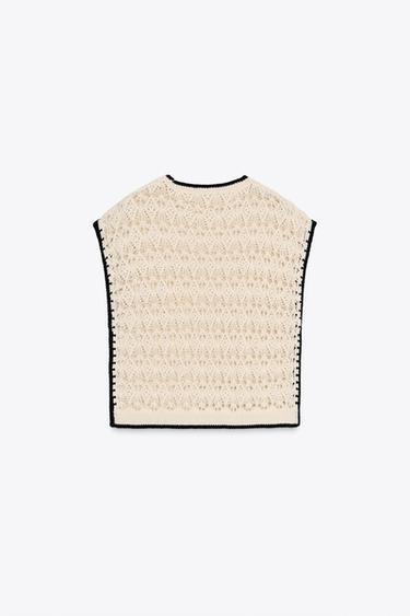 POINTELLE KNIT VEST - Ecru by Zara - Image 4