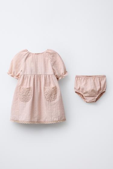 DRESS AND LACE TRIM BRIEFS - Dusty pink by Zara