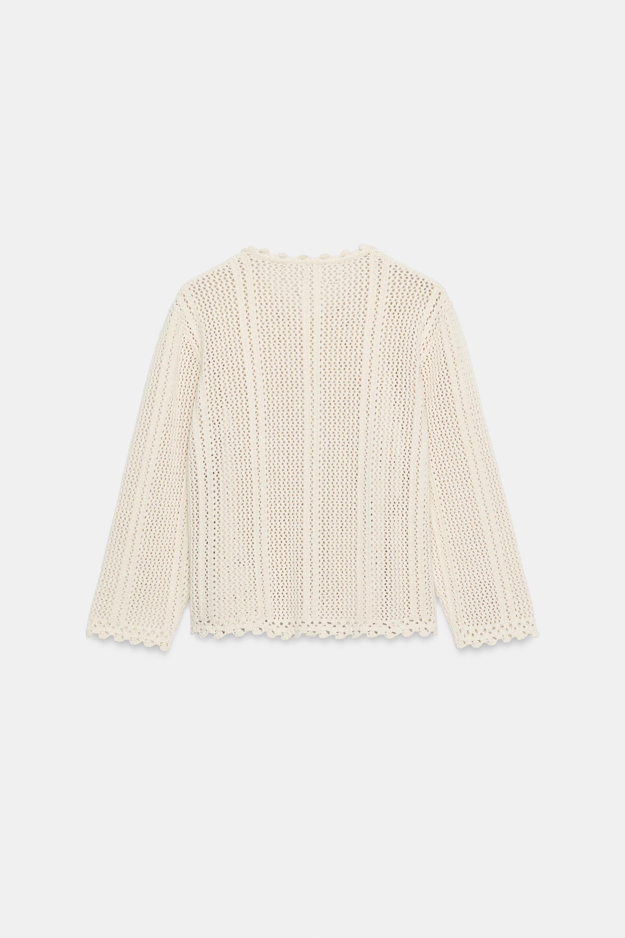 Женские кардиганы Zara POINTELLE KNIT CARDIGAN — фото 8