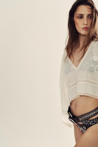 TOP CAPE BRODERIES - Écru de Zara - Image 2
