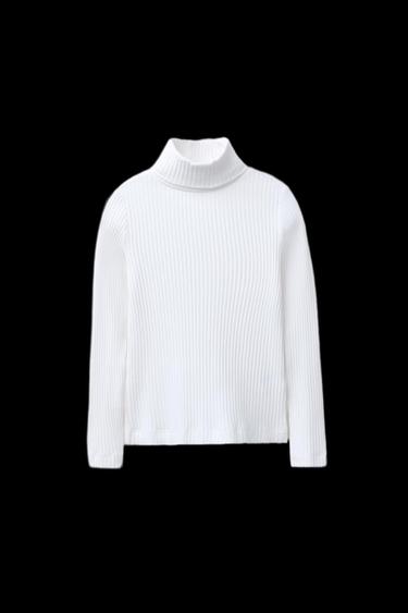 RIBBED TURTLENECK T-SHIRT - White by Zara - Image 0