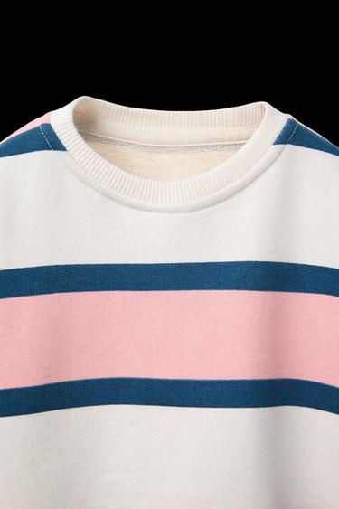 Zara STRIPED SWEATSHIRT - Pink / White
